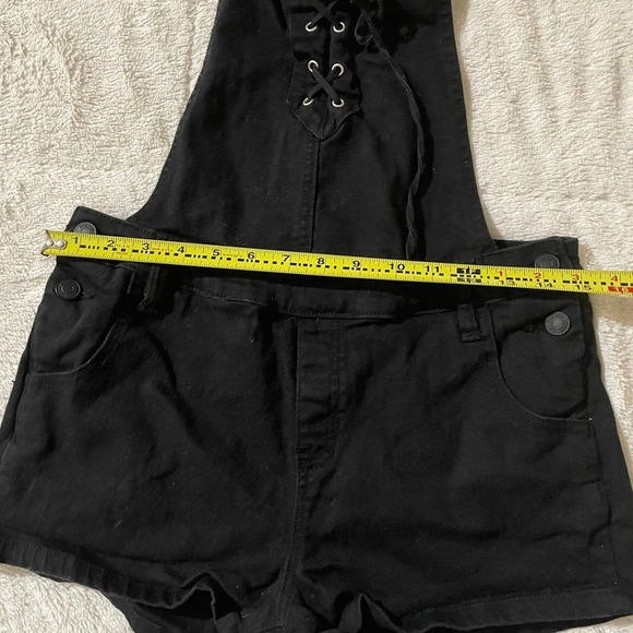 PacSun Black Denim Overall Shorts Stretch / Size 27 - Picture 8 of 10